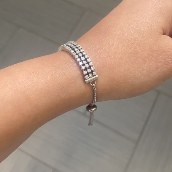 18k White Gold Diamond 4.17 ct Adjustable Slider Sliding Knot Tennis Bra… - Picture 2 of 10